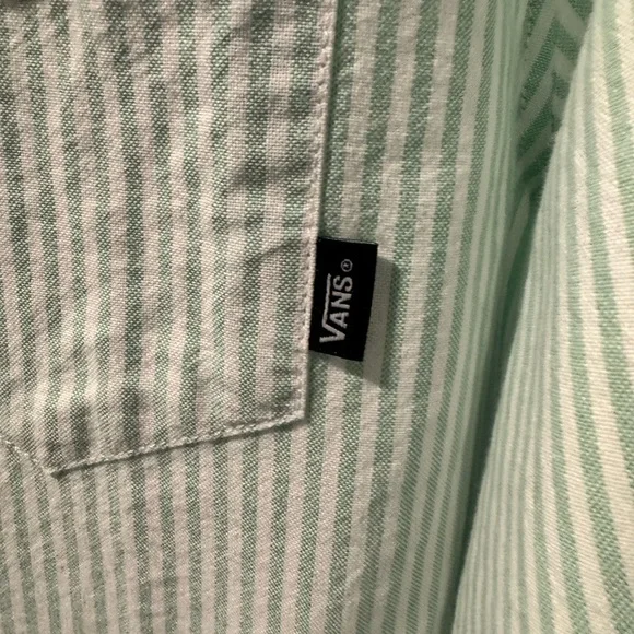 Vans Off the Wall Long Sleeve Green and White Stripped Shirt - Picture 5 of 7
